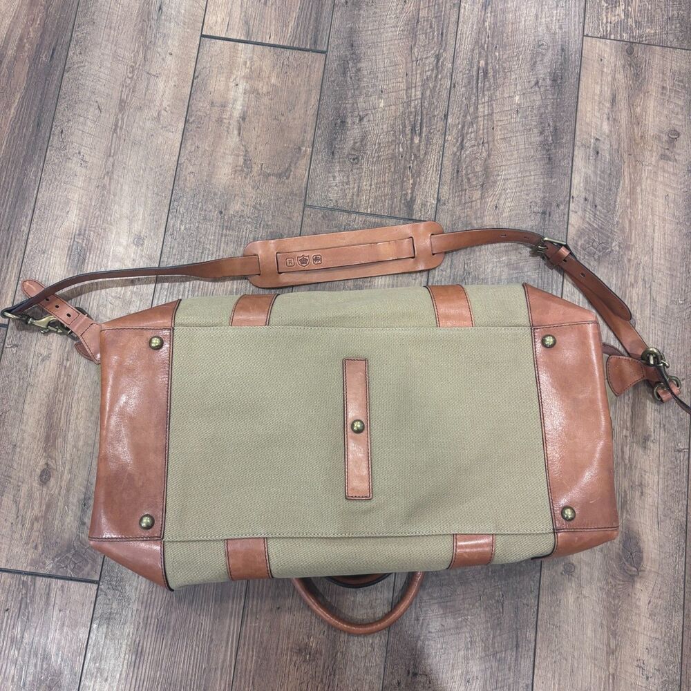 Polo Ralph Lauren Duffle Bag Safari XL Tan Cognac Canvas Leather  (23.5x10x10) - Picture 7 of 12